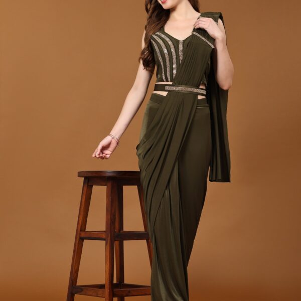 Mahendi Pure Imported Crystle Ready-to-Wear Saree