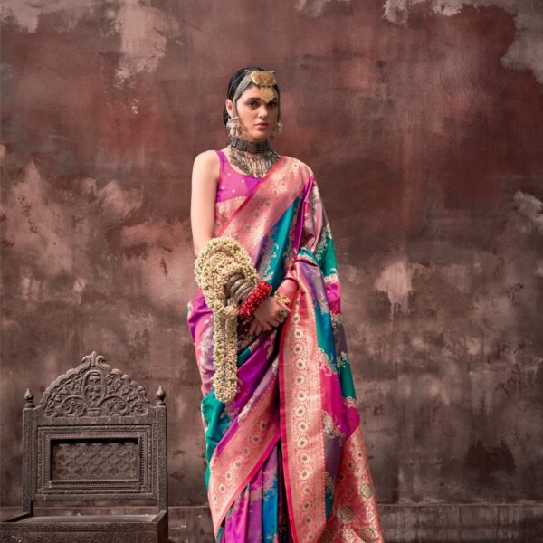 Multicolor Rangkaat Handloom Weaving Silk Saree