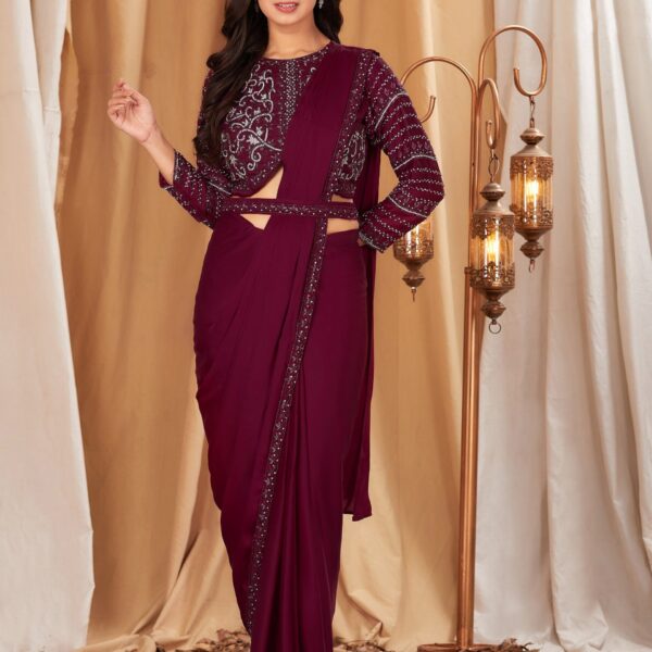 Ready-to-Wear Saree with Embroidered Sequence Designer Blouse