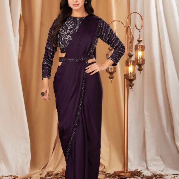 Ready-to-Wear Saree with Embroidered Sequence Designer Blouse