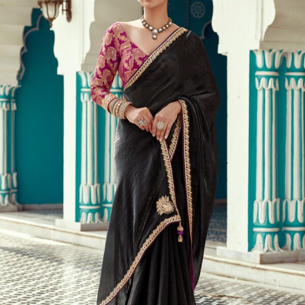 Black Organza Saree with Heavy Border