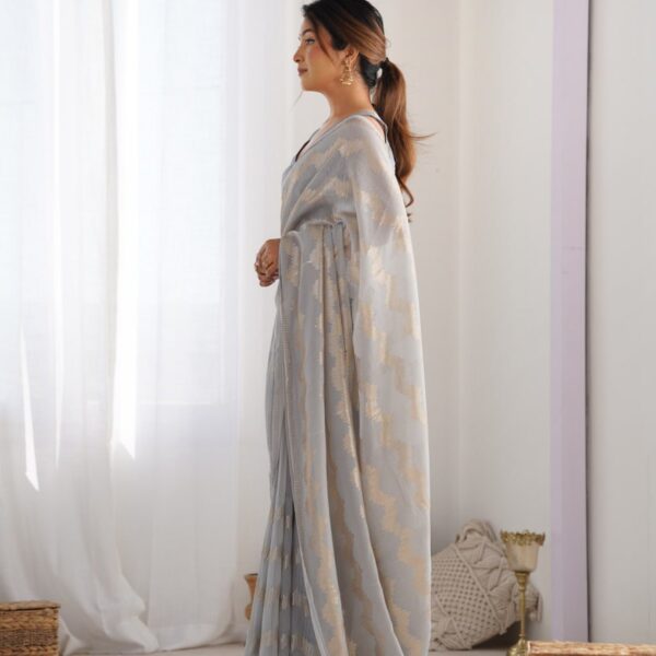 Grey Designer Georgette Sequin Saree with Blouse