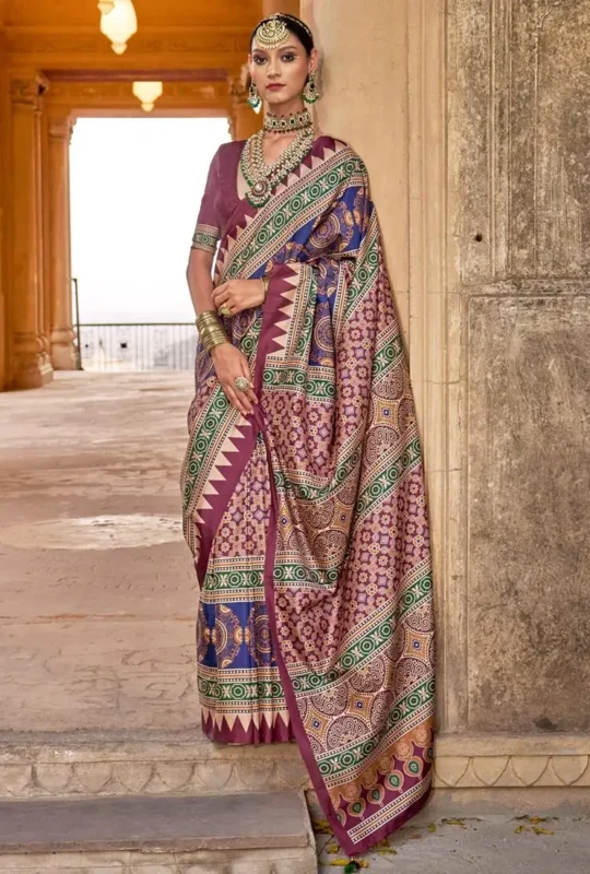 Multi Color P V Silk Festival Wear Printed Saree Mantraa 4007 2