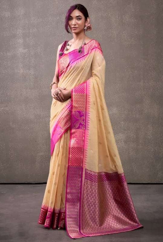 Best Cream Cotton Classic Saree With Weaving Work_rtjs 320254 1000x1375