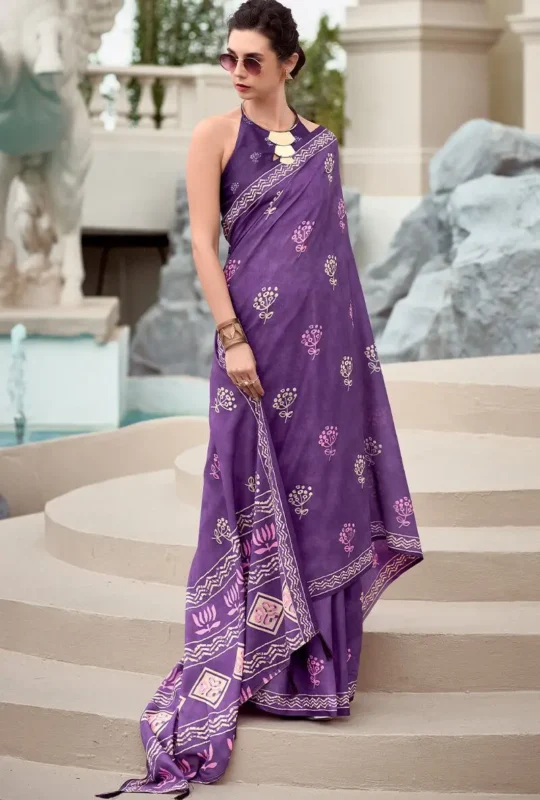 Dirty Purple Printed Mul Cotton Saree_1_1800x1800 1