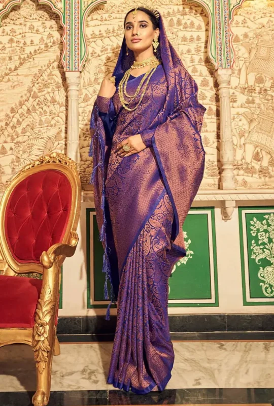 Iris Blue Woven Kanjivaram Silk Saree_1800x1800