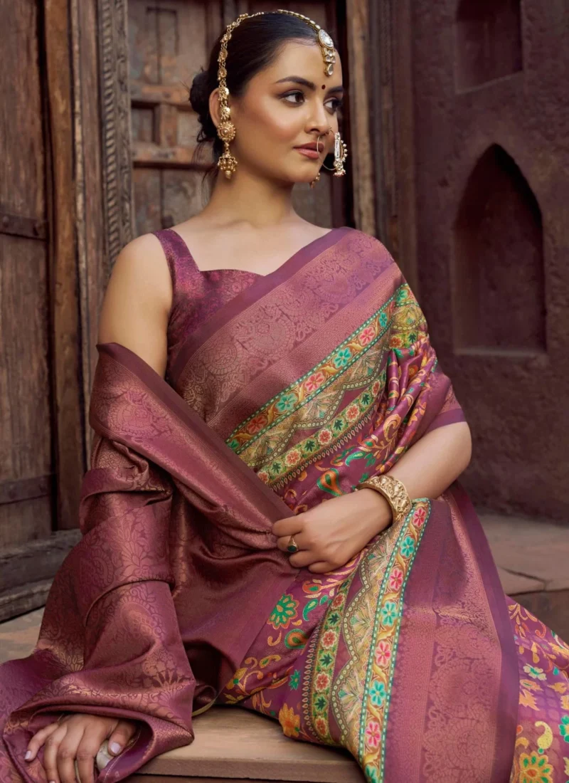 Jacquard Silk Blend Traditional Multi Colour Saree 1753603391 2