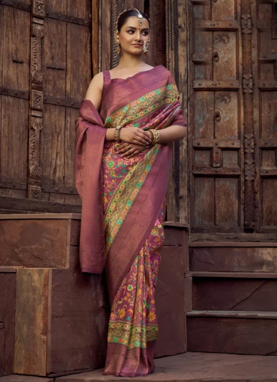 Jacquard Silk Blend Traditional Multi Colour Saree 1753603393 2