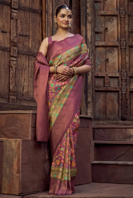 Jacquard Silk Blend Traditional Multi Colour Saree 1753603393 2