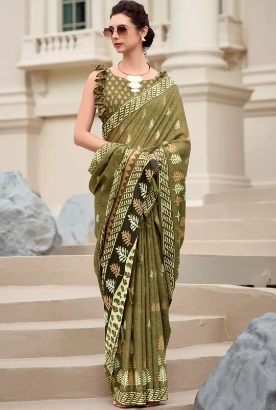 Otter Brown Printed Mul Cotton Saree_1_1800x1800 1