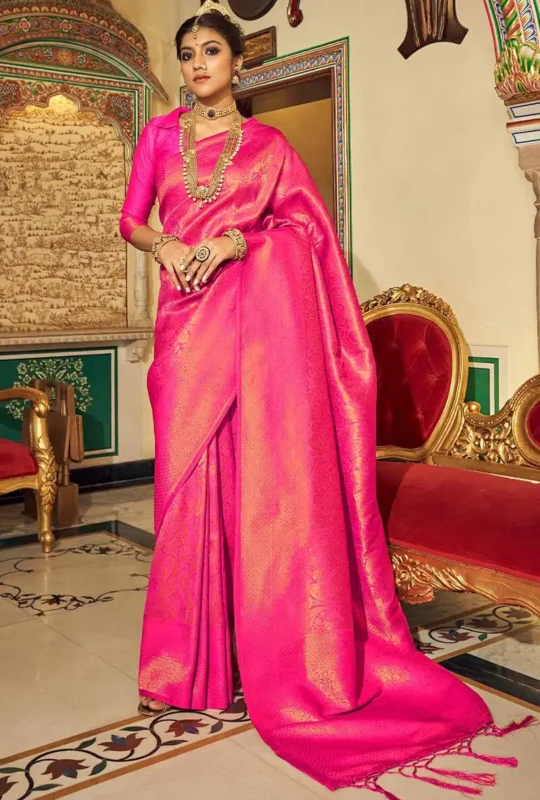 Peoney Pink Woven Kanjivaram Silk Saree_1800x1800