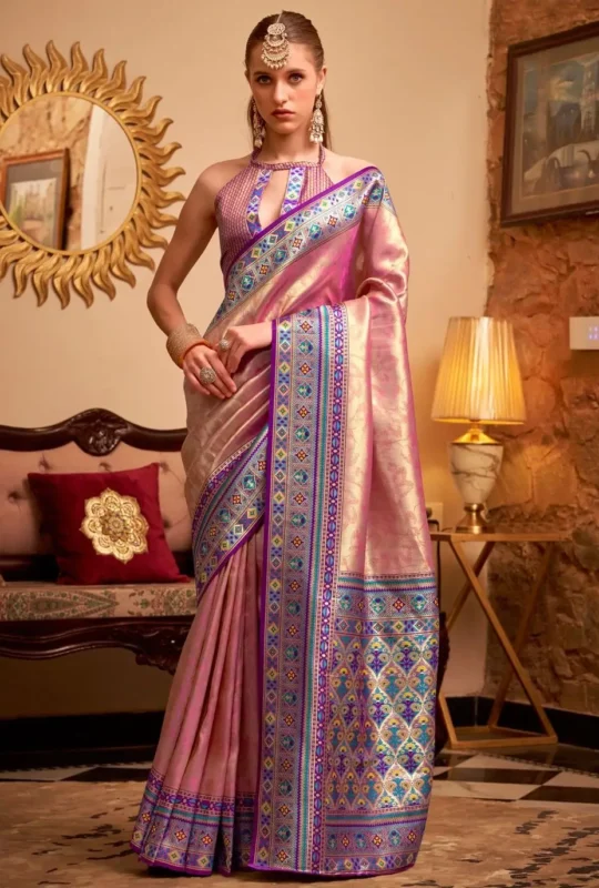 Pink Tissue Designer Saree 323944 1000x1375