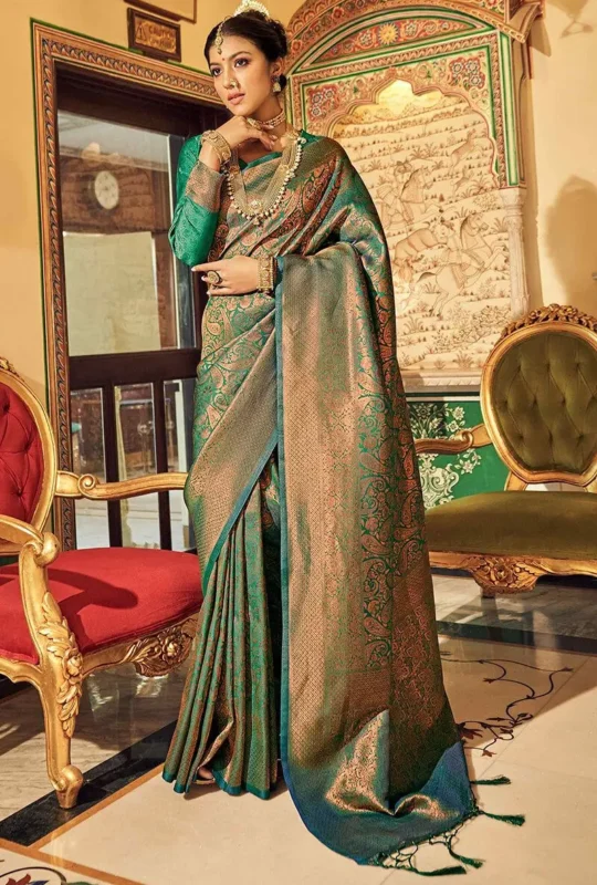 Plantation Green Woven Kanjivaram Silk Saree_1800x1800