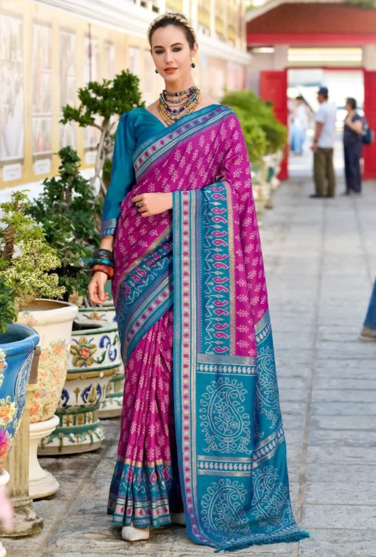 Teal Blue And Rani Pink Banarasi Silk Saree Copy 1752325772