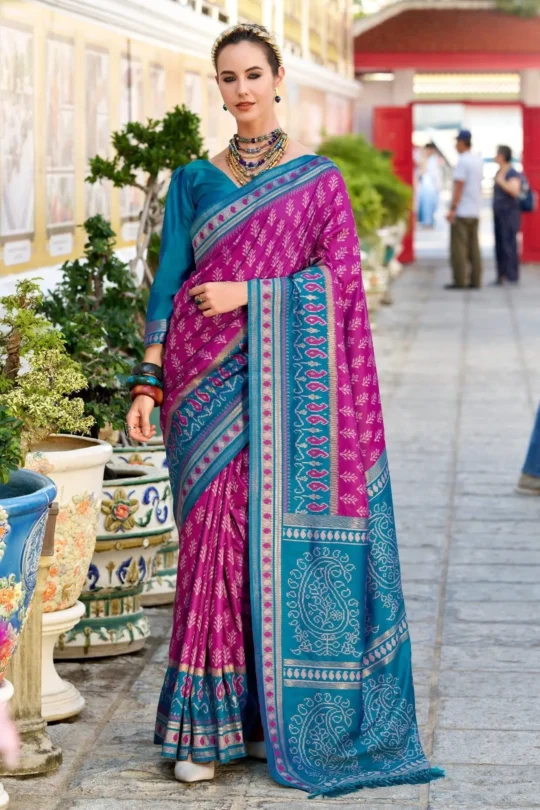 Teal Blue And Rani Pink Banarasi Silk Saree Copy 1752325772