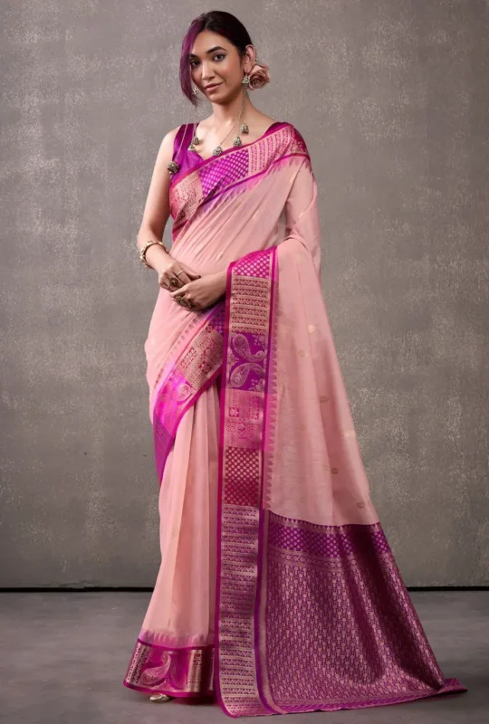 Weaving Work Cotton Trendy Saree In Pink 320253 1000x1375