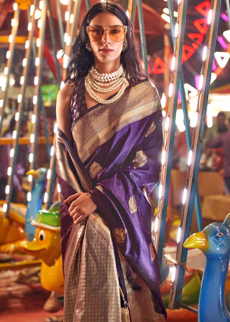 Purple Luxe Banarasi Handloom Silk Saree
