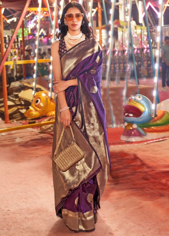 Purple Luxe Banarasi Handloom Silk Saree