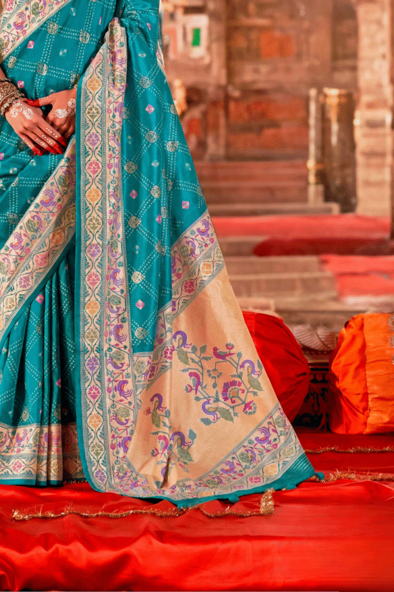 Frozi Silk Luxe Bandhani Saree with Paithani Border - Image 3