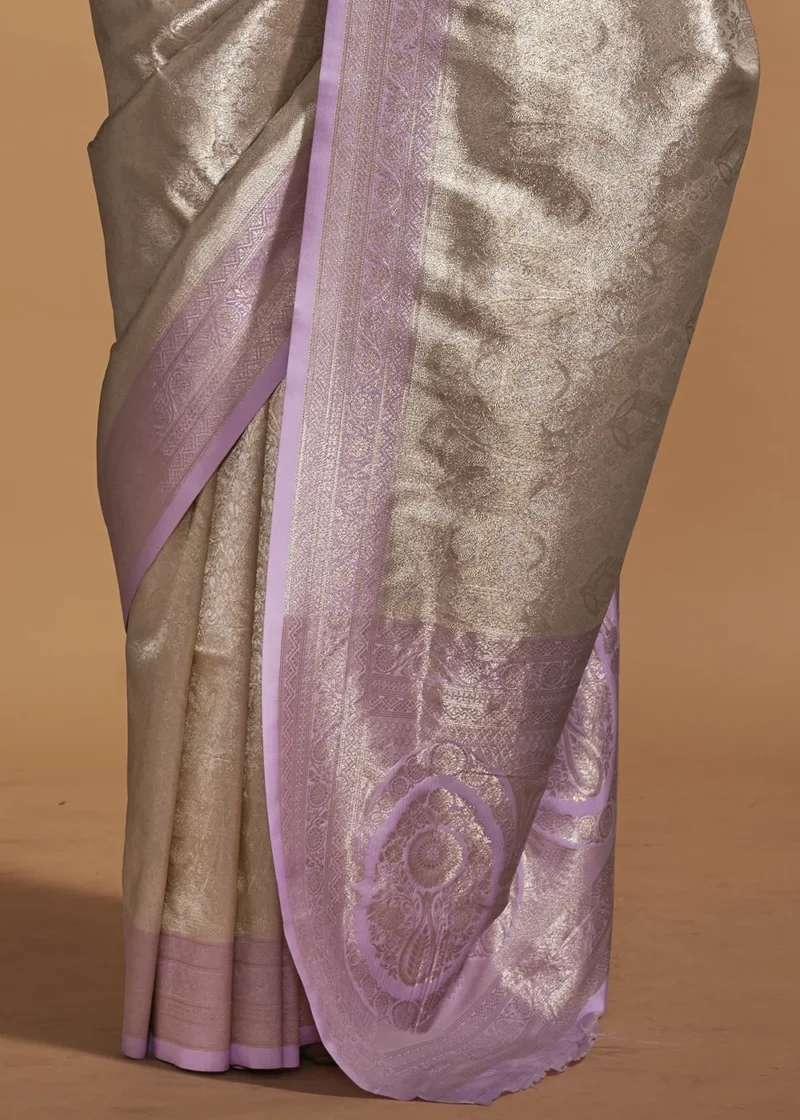 Lavender and Beige Luxe Kanjivaram Saree - Image 3