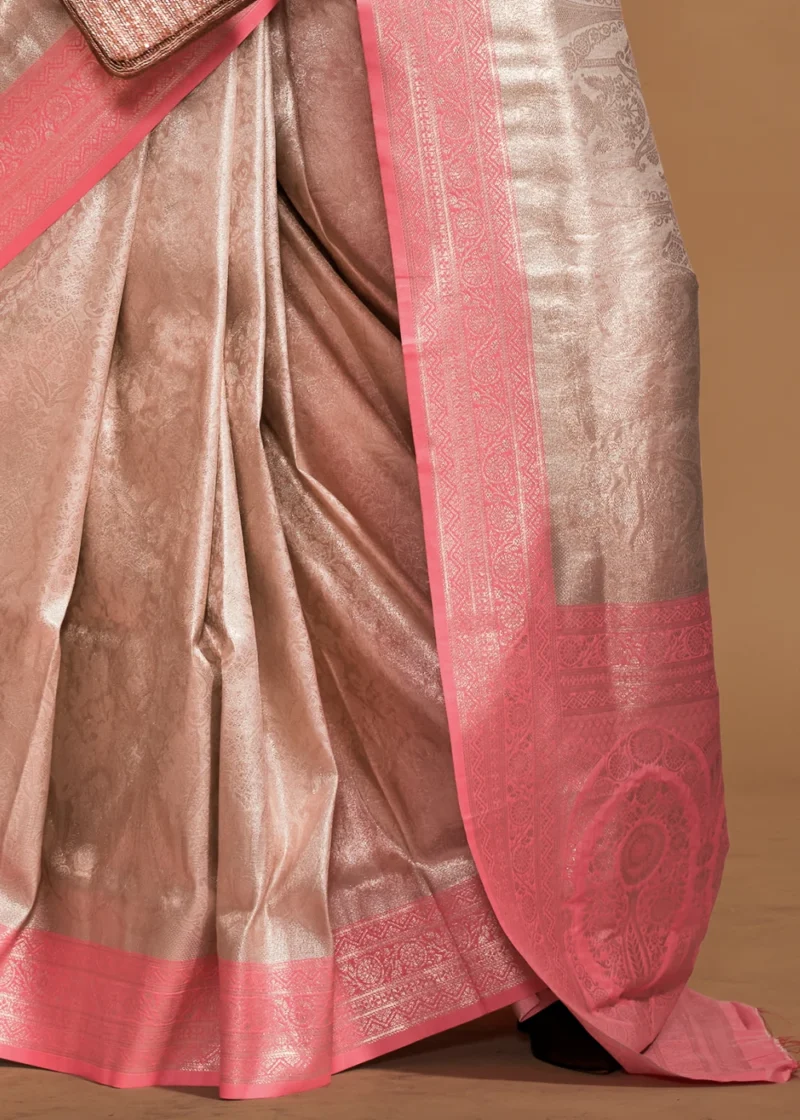 Peach and Beige Luxe Kanjivaram Saree - Image 3