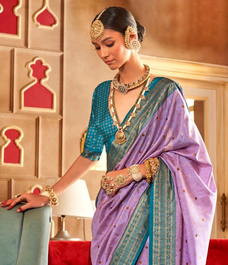 Lavender Soft Silk Printed Patola Saree - Image 3