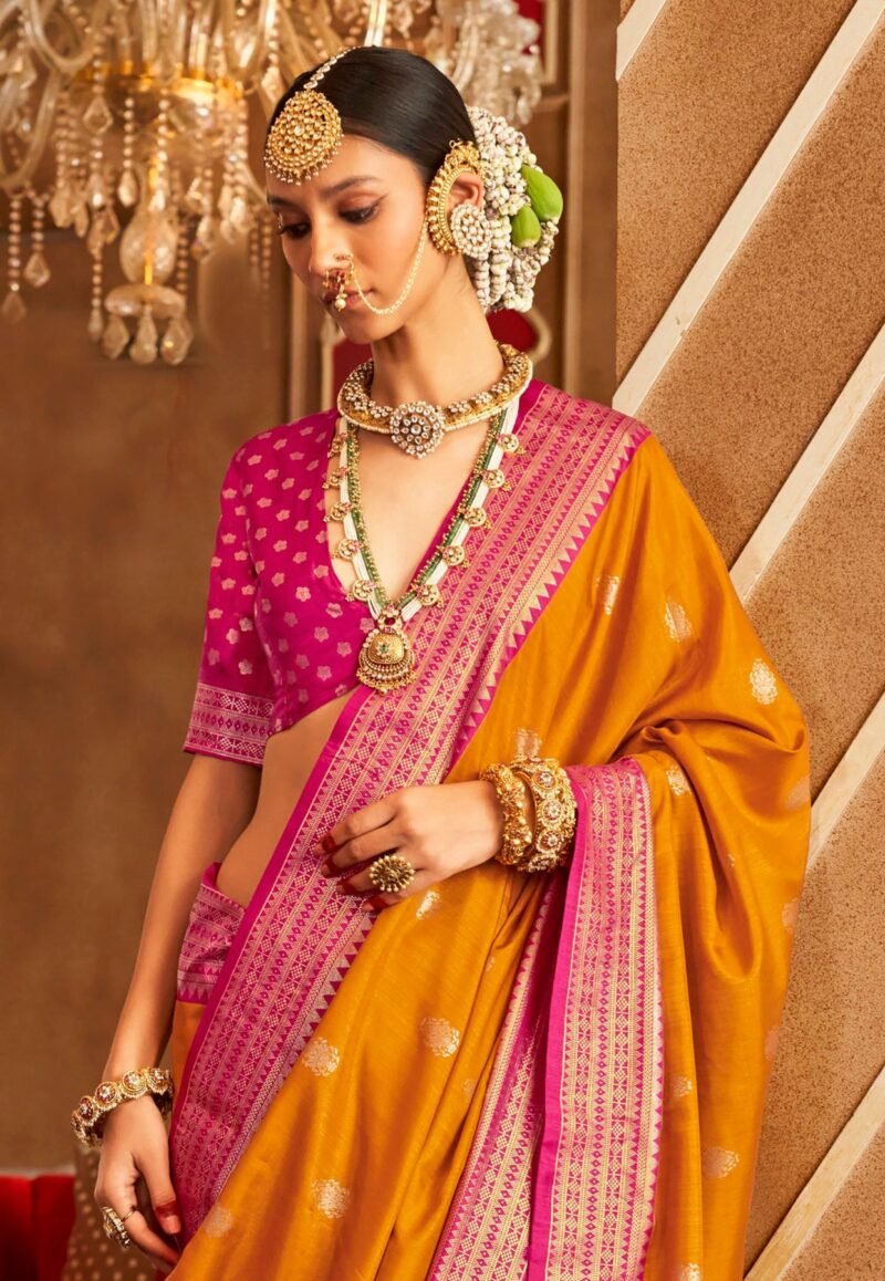 Orange Soft Silk Printed Patola Saree - Image 3