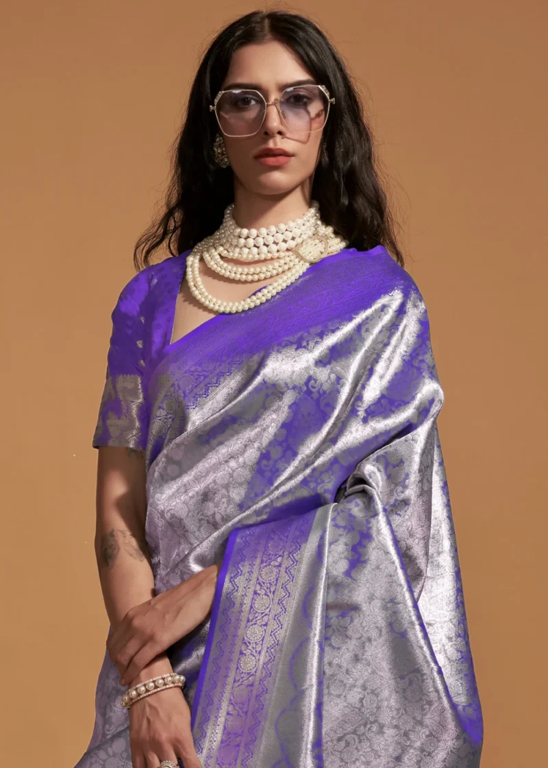 Royal Purple Luxe Kanjivaram Saree - Image 4
