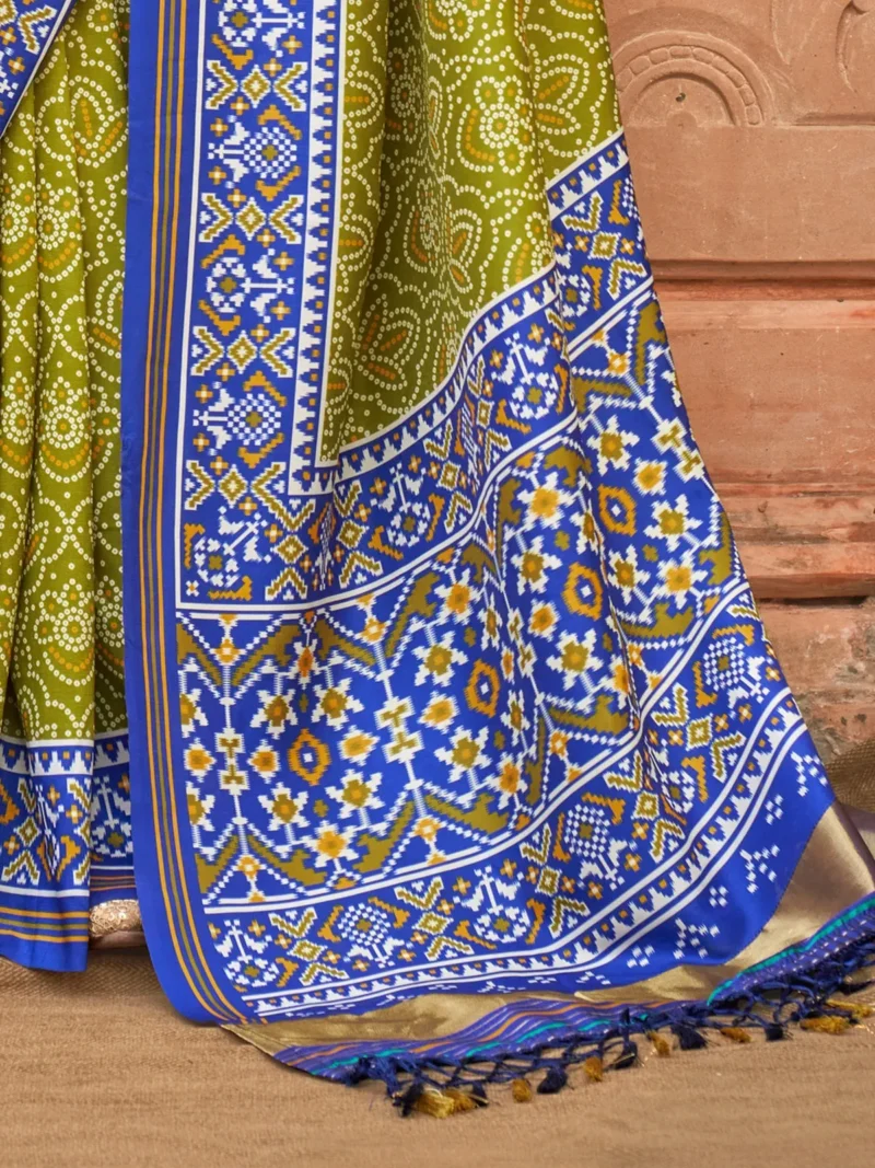 Hippie Green Printed Patola Saree - Image 2