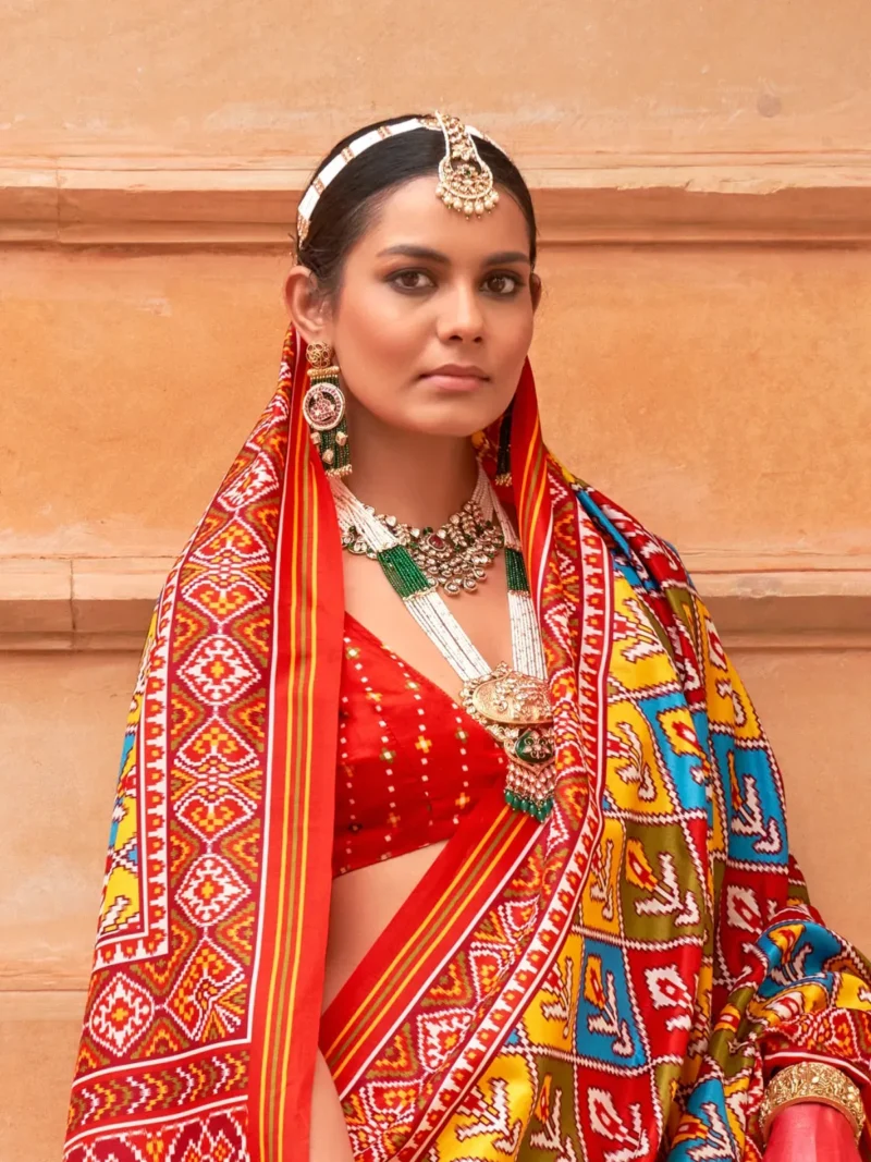 Jasper Orange Printed Patola Saree - Image 4