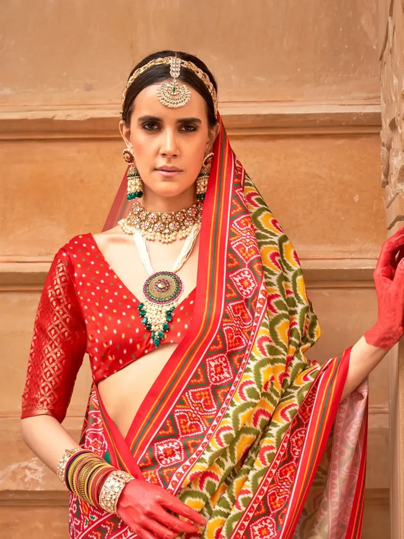 Tulip Tree Yellow Printed Patola Saree - Image 2