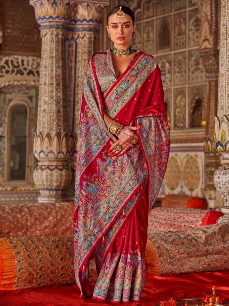 red-premium-ethnic-silk-festive-party-saree-trendoye-DJS-KRSV-RJTLK-876 Red Luxury Designer Printed Silk Saree - Image 1